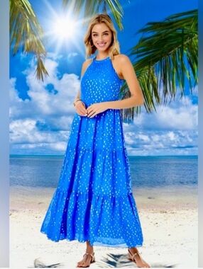 chinese dress ladies Lilly Pulitzer Hadly Smocked Cotton Maxi Amalfi Blue Leaf It Wild MD at  Amazon Women's Clothing store